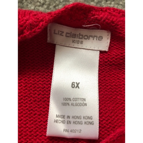 🎉HP🎉GIRLS LIZ CLAIBORNE Red Dress w/Embroidery - Picture 5 of 5